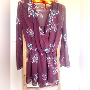 Long Sleeve Floral Romper - small